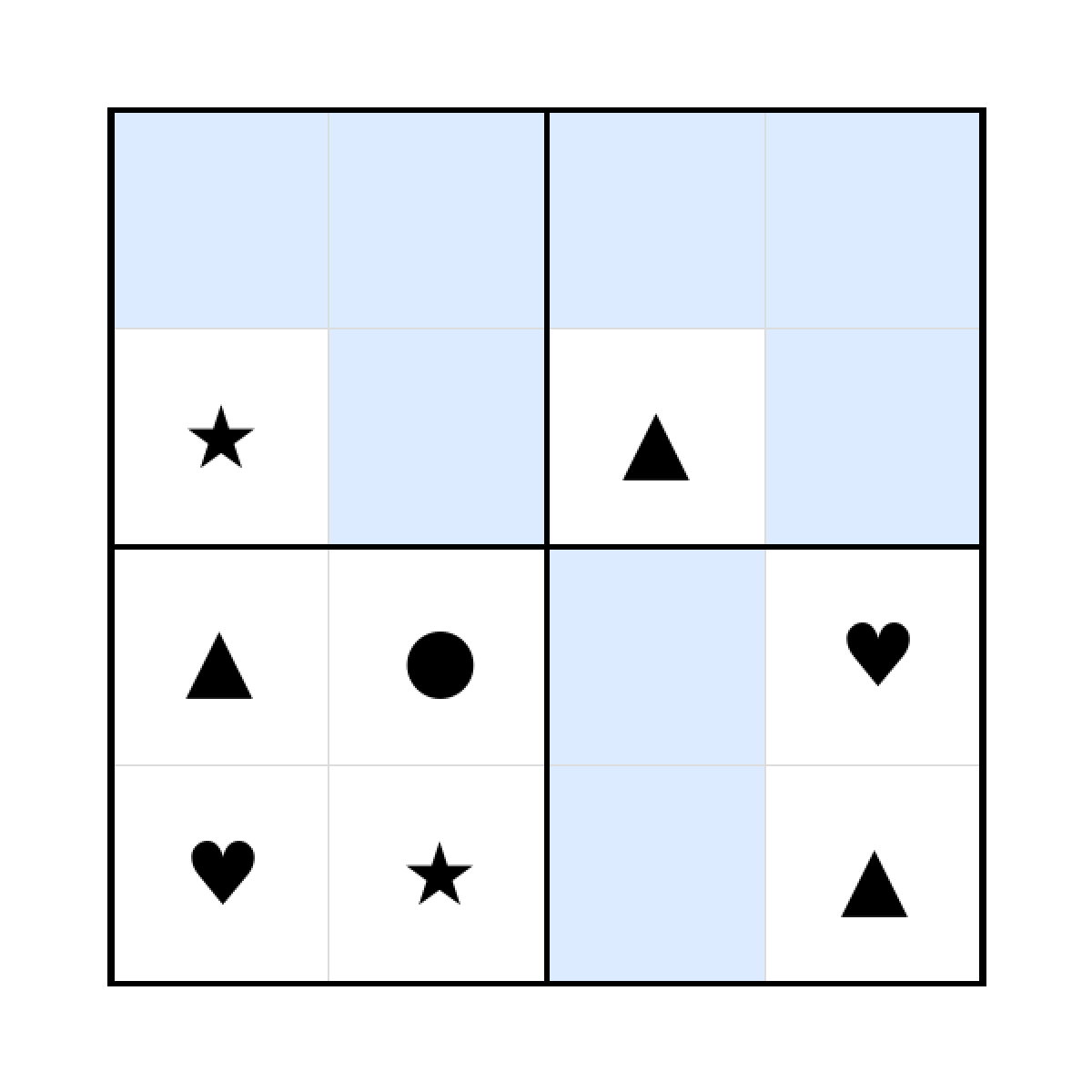 Sudoku-Rätsel Sudoku 4x4 (mittel) für Kindergarten aus der Kategorie Sudoku - kostenlos ausdrucken