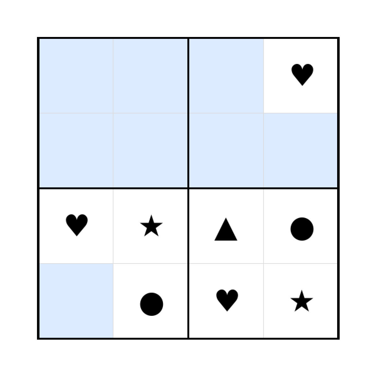 Sudoku-Rätsel Sudoku 4x4 (mittel) für Kindergarten aus der Kategorie Sudoku - kostenlos ausdrucken