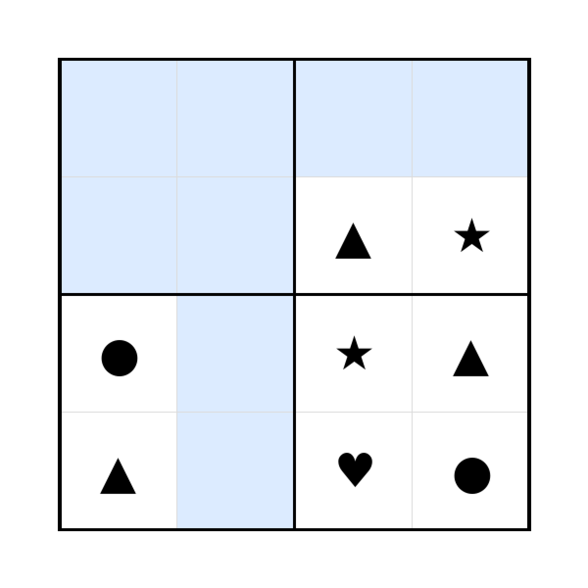 Sudoku-Rätsel Sudoku 4x4 (mittel) für Kindergarten aus der Kategorie Sudoku - kostenlos ausdrucken