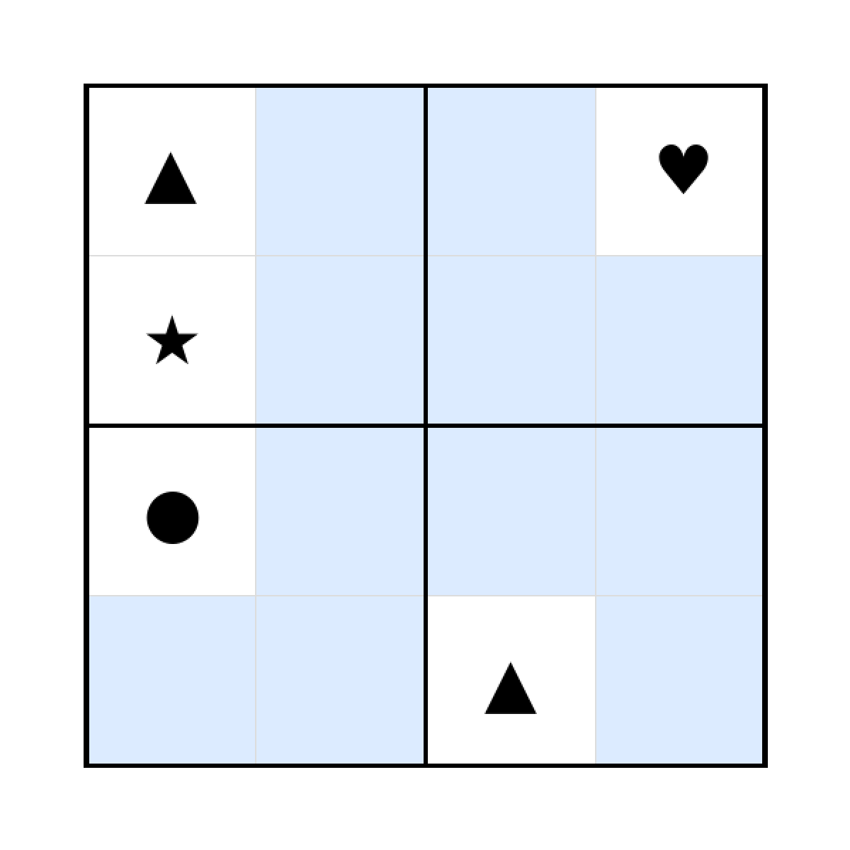 Sudoku-Rätsel Sudoku 4x4 (schwer) für Kindergarten aus der Kategorie Sudoku - kostenlos ausdrucken