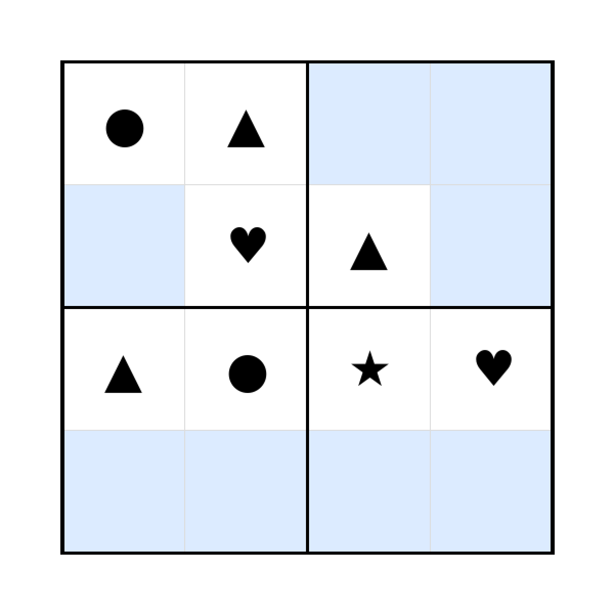 Sudoku-Rätsel Sudoku 4x4 (mittel) für Kindergarten aus der Kategorie Sudoku - kostenlos ausdrucken