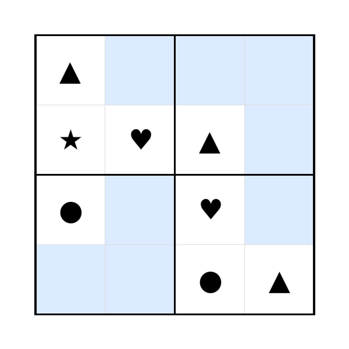 Sudoku-Rätsel Sudoku 4x4 (mittel) für Kindergarten aus der Kategorie Sudoku - kostenlos ausdrucken