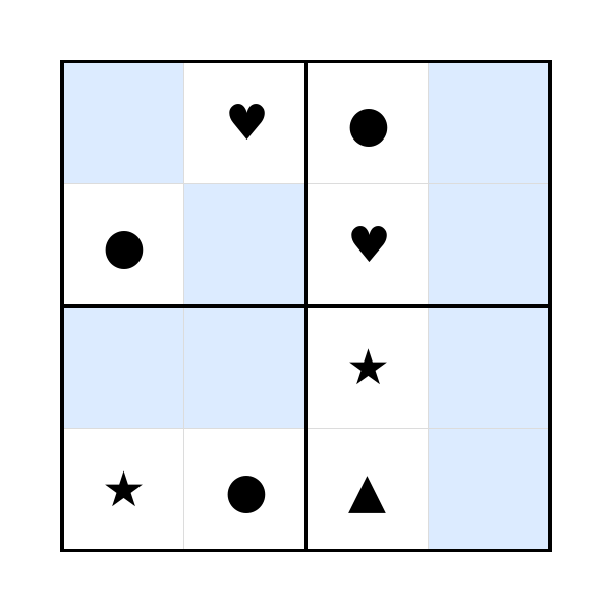 Sudoku-Rätsel Sudoku 4x4 (mittel) für Kindergarten aus der Kategorie Sudoku - kostenlos ausdrucken