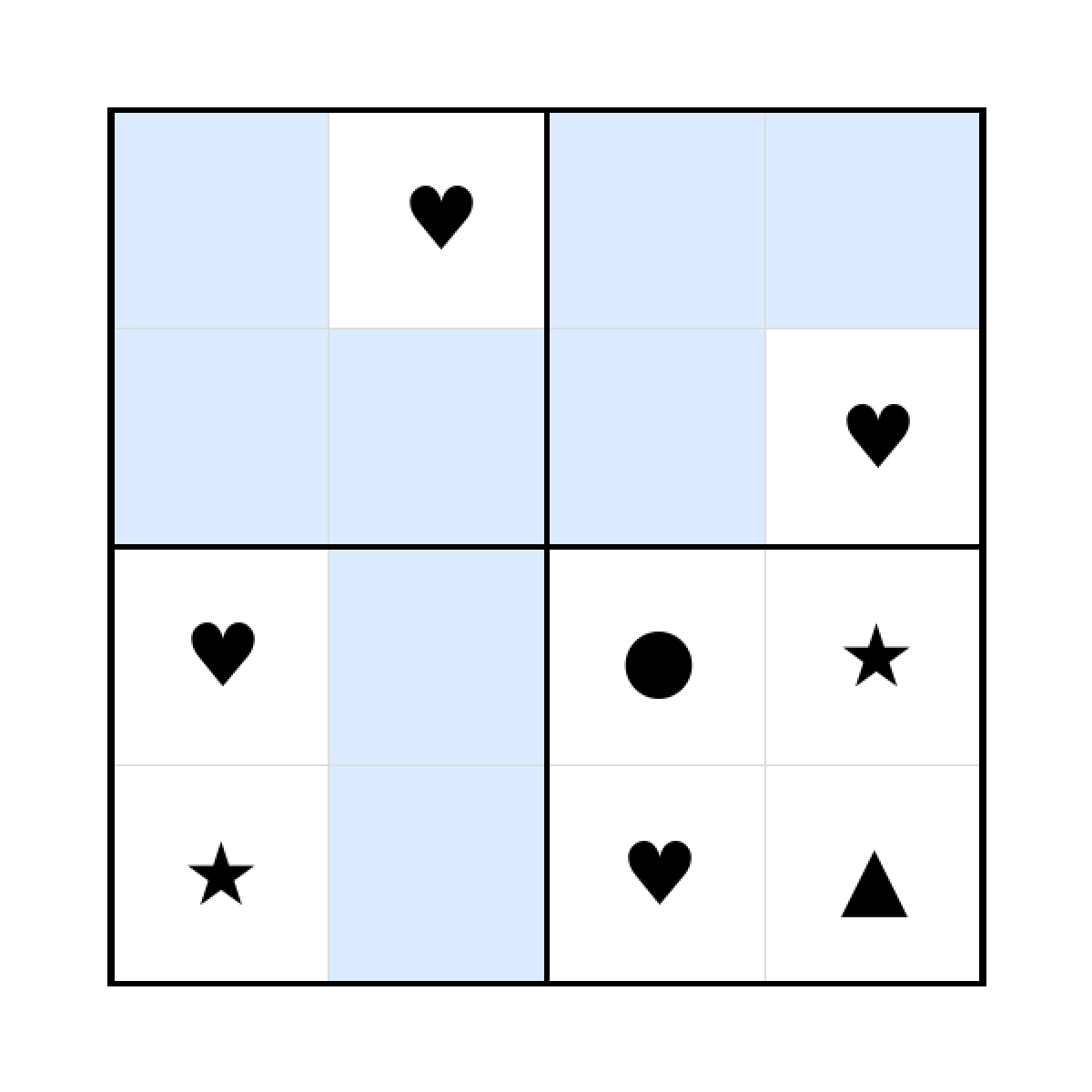 Sudoku-Rätsel Sudoku 4x4 (mittel) für Kindergarten aus der Kategorie Sudoku - kostenlos ausdrucken