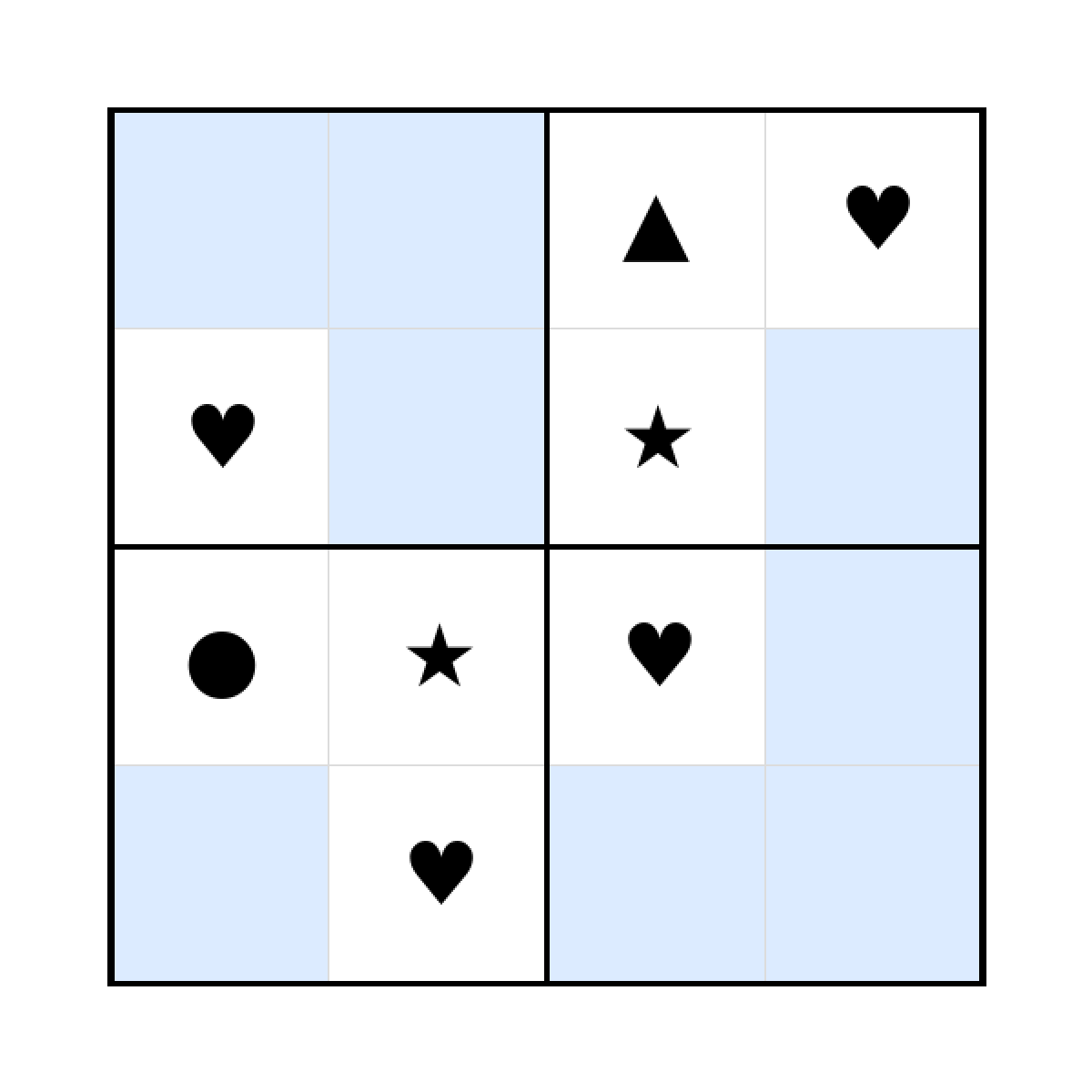 Sudoku-Rätsel Sudoku 4x4 (mittel) für Kindergarten aus der Kategorie Sudoku - kostenlos ausdrucken