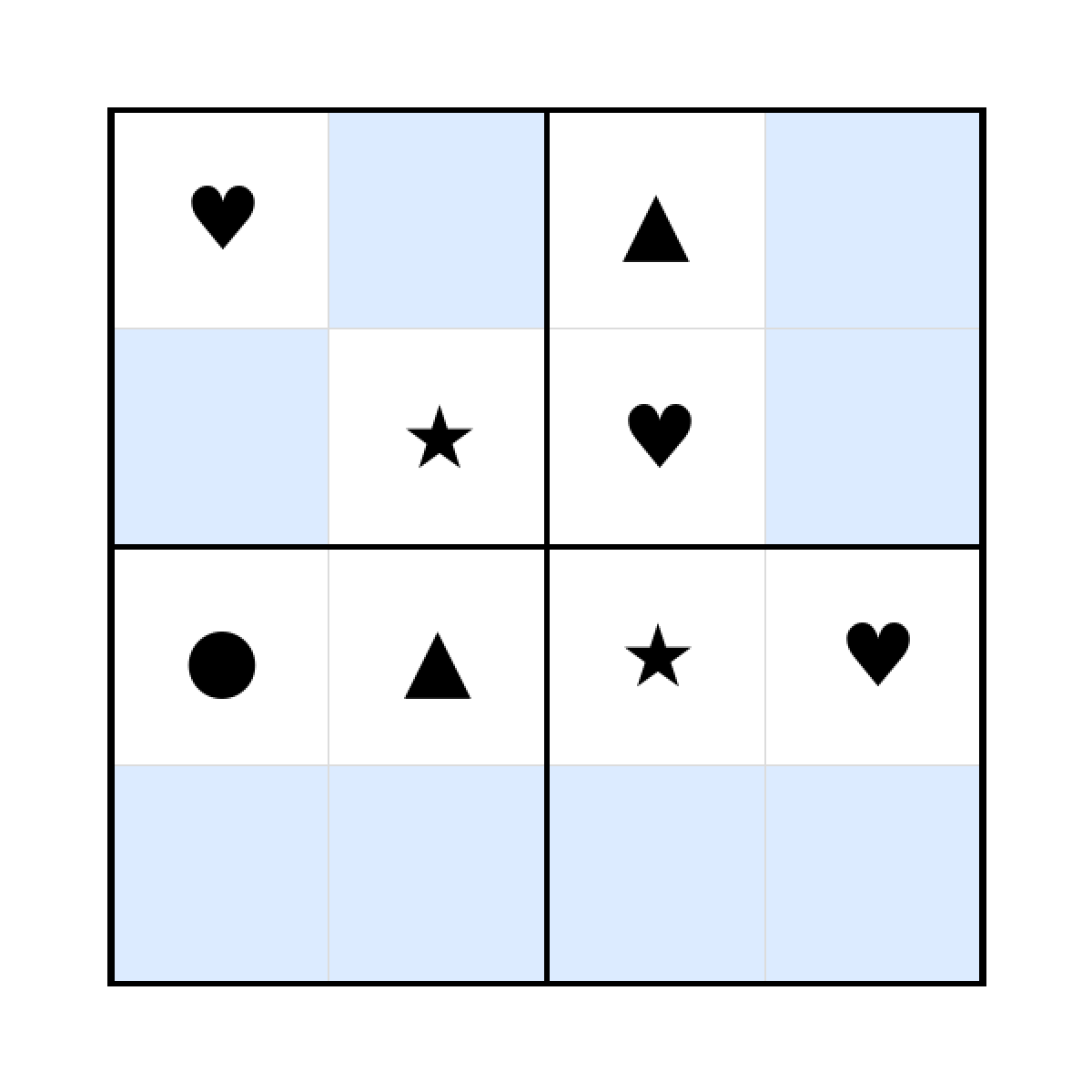 Sudoku-Rätsel Sudoku 4x4 (mittel) für Kindergarten aus der Kategorie Sudoku - kostenlos ausdrucken