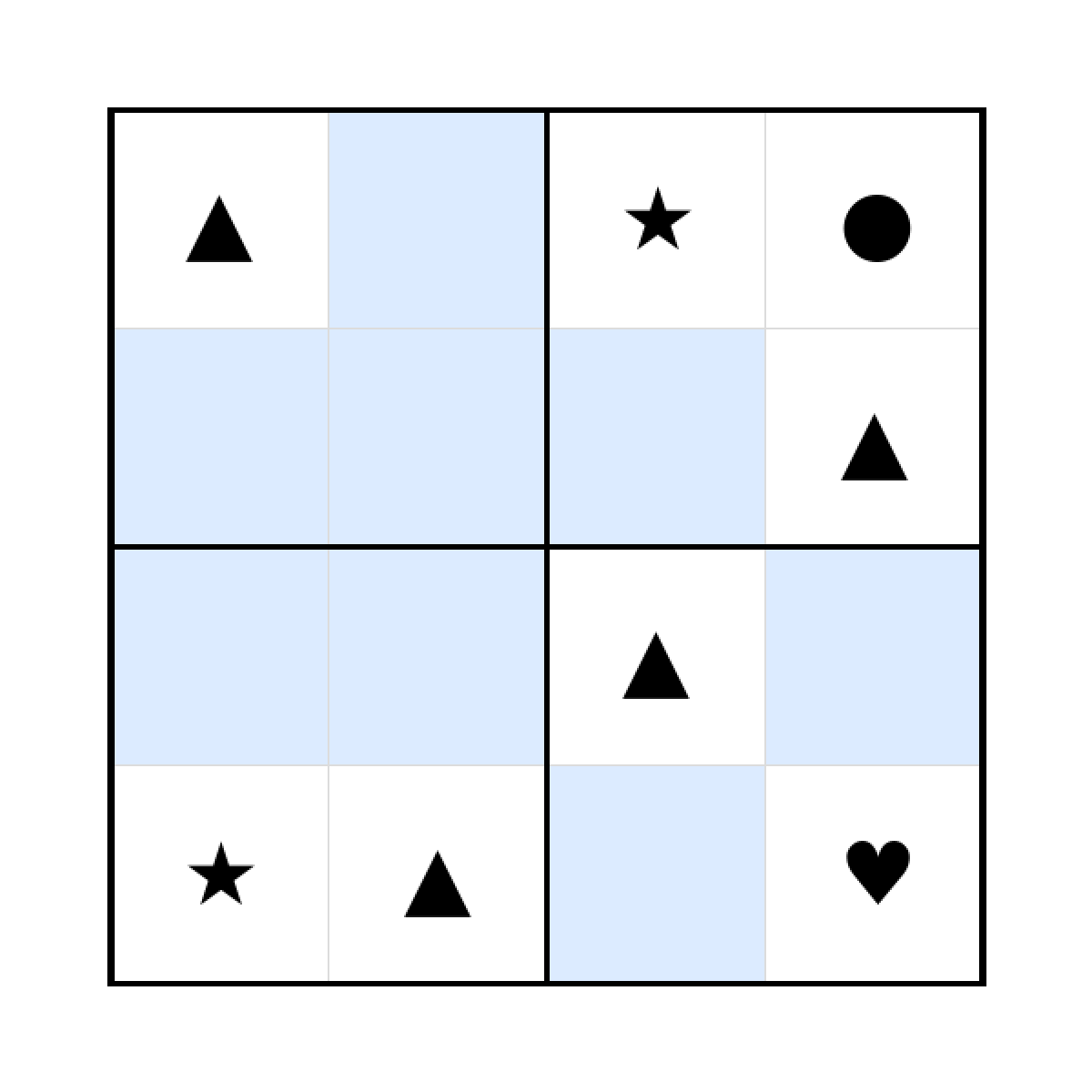 Sudoku-Rätsel Sudoku 4x4 (mittel) für Kindergarten aus der Kategorie Sudoku - kostenlos ausdrucken