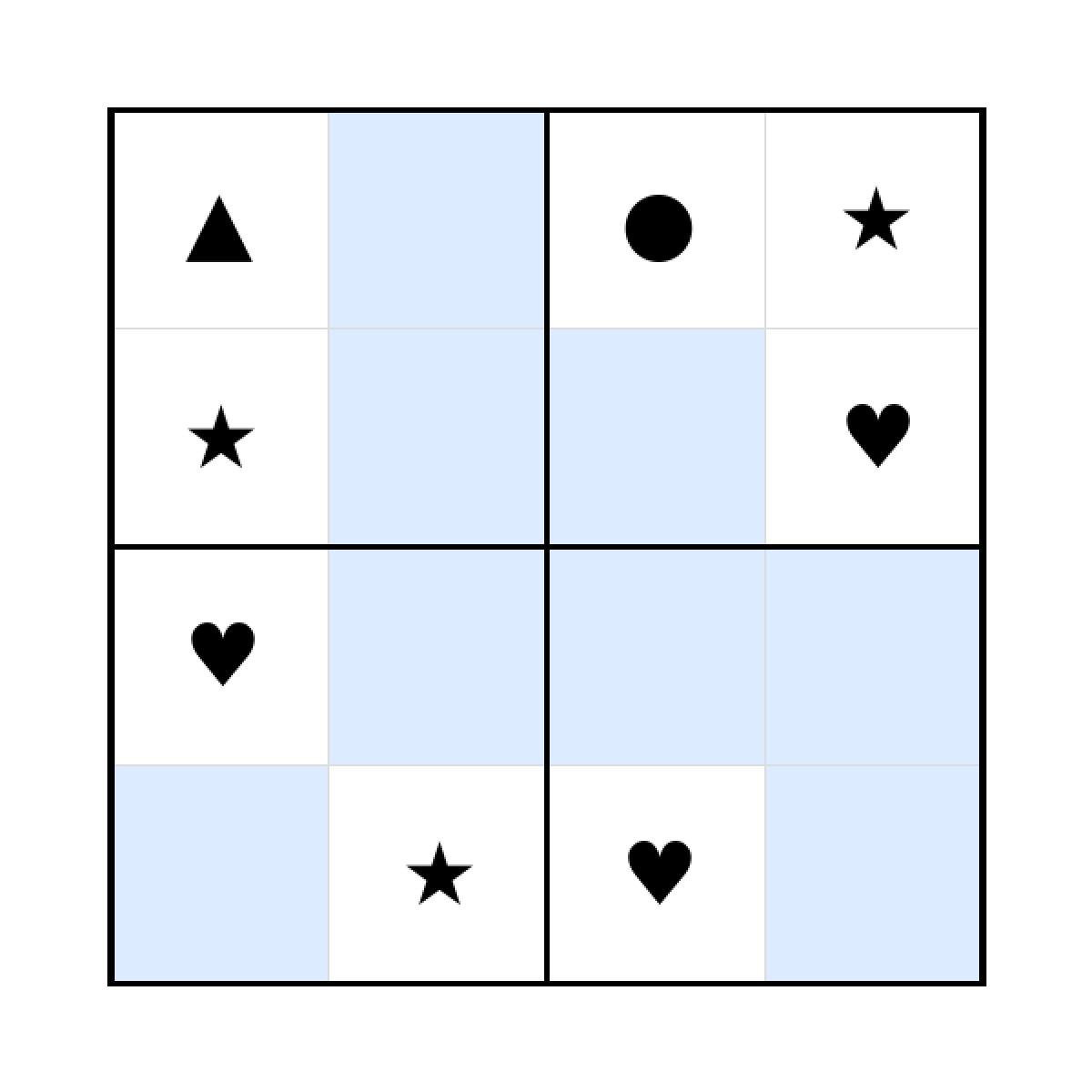 Sudoku-Rätsel Sudoku 4x4 (mittel) für Kindergarten aus der Kategorie Sudoku - kostenlos ausdrucken