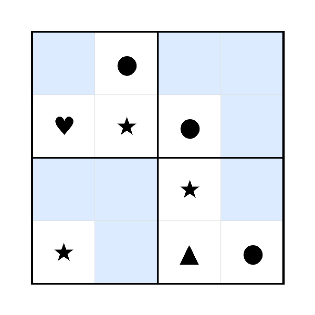 Sudoku-Rätsel Sudoku 4x4 (mittel) für Kindergarten aus der Kategorie Sudoku - kostenlos ausdrucken