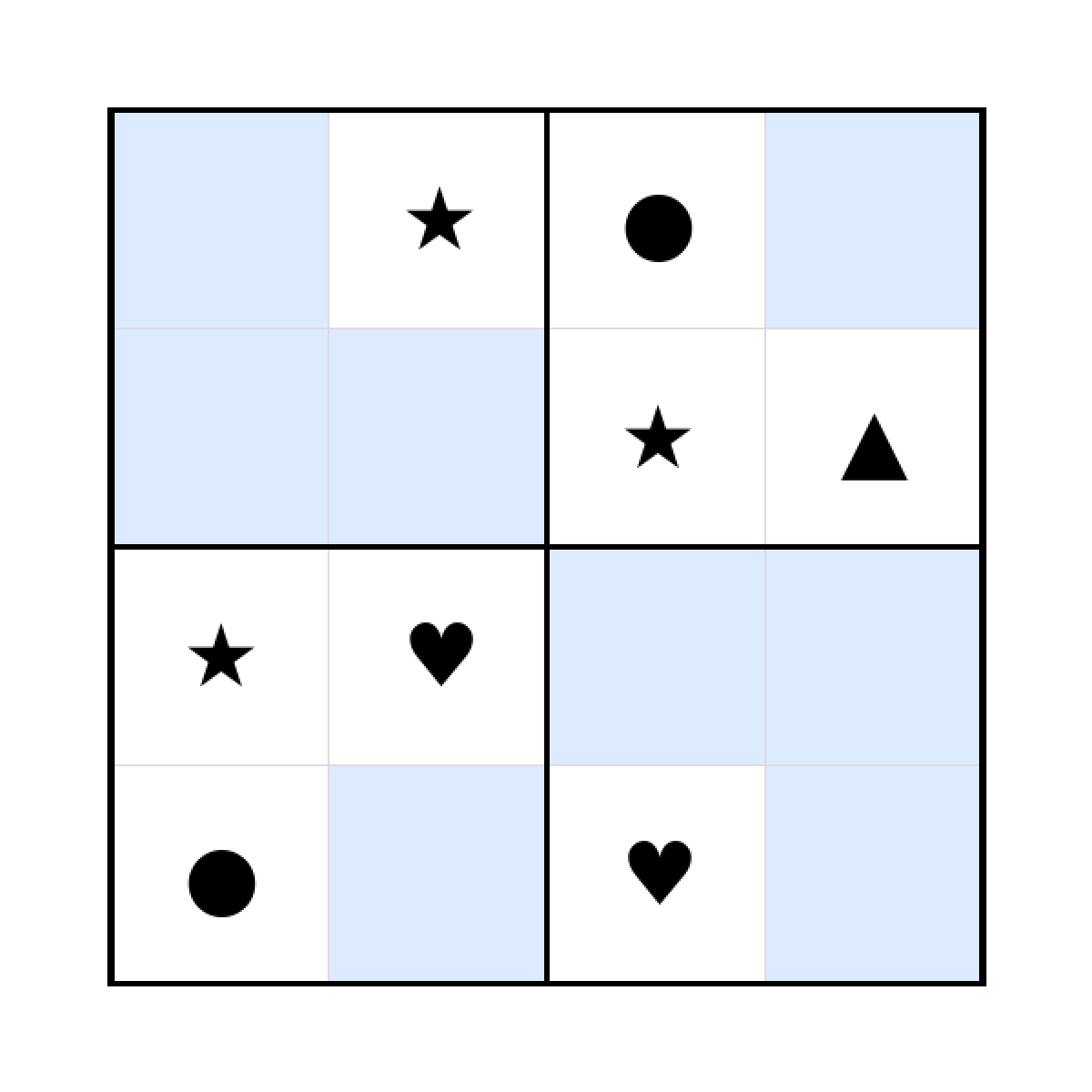 Sudoku-Rätsel Sudoku 4x4 (mittel) für Kindergarten aus der Kategorie Sudoku - kostenlos ausdrucken
