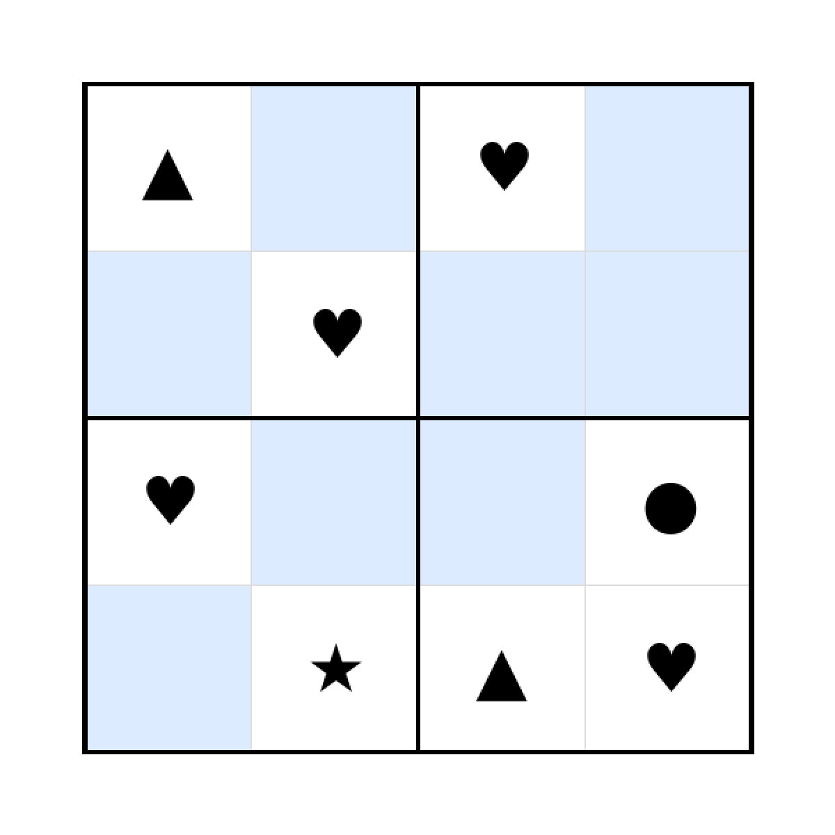 Sudoku-Rätsel Sudoku 4x4 (mittel) für Kindergarten aus der Kategorie Sudoku - kostenlos ausdrucken