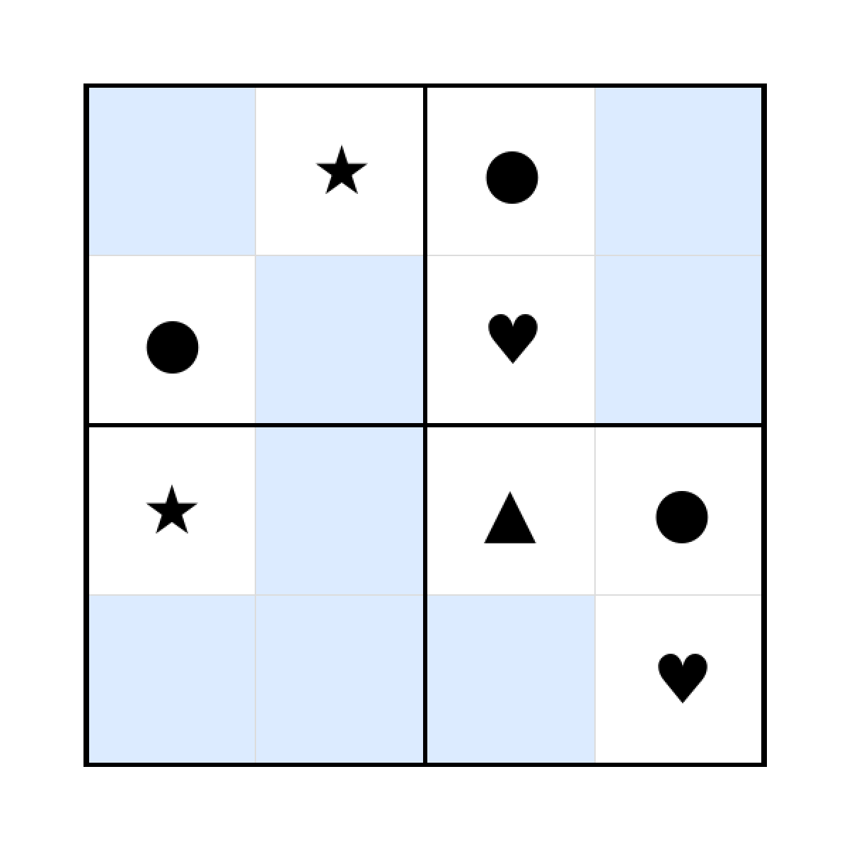 Sudoku-Rätsel Sudoku 4x4 (mittel) für Kindergarten aus der Kategorie Sudoku - kostenlos ausdrucken