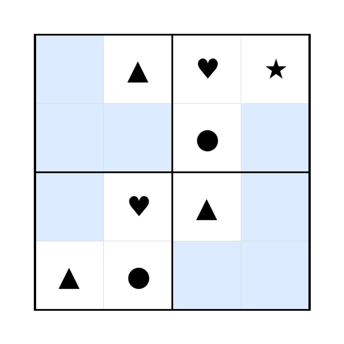 Sudoku-Rätsel Sudoku 4x4 (mittel) für Kindergarten aus der Kategorie Sudoku - kostenlos ausdrucken