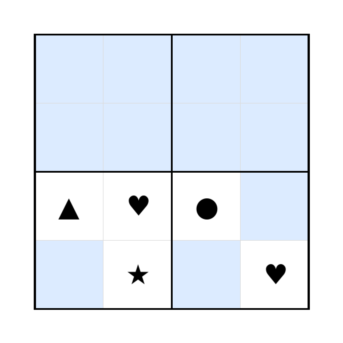 Sudoku-Rätsel Sudoku 4x4 (schwer) für Kindergarten aus der Kategorie Sudoku - kostenlos ausdrucken
