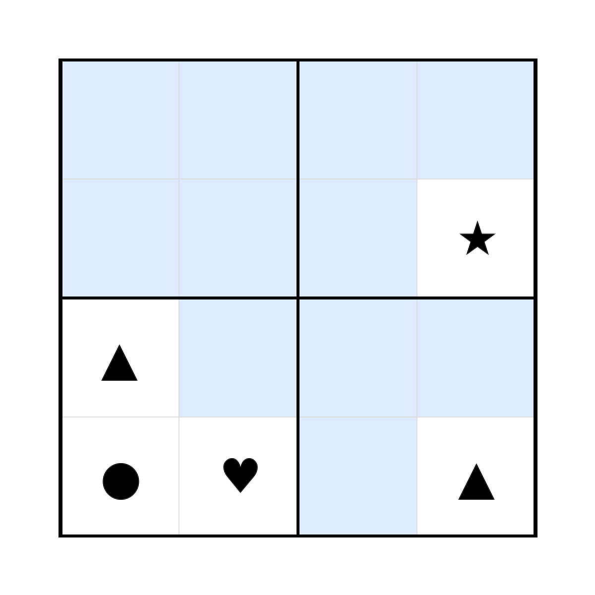 Sudoku-Rätsel Sudoku 4x4 (schwer) für Kindergarten aus der Kategorie Sudoku - kostenlos ausdrucken