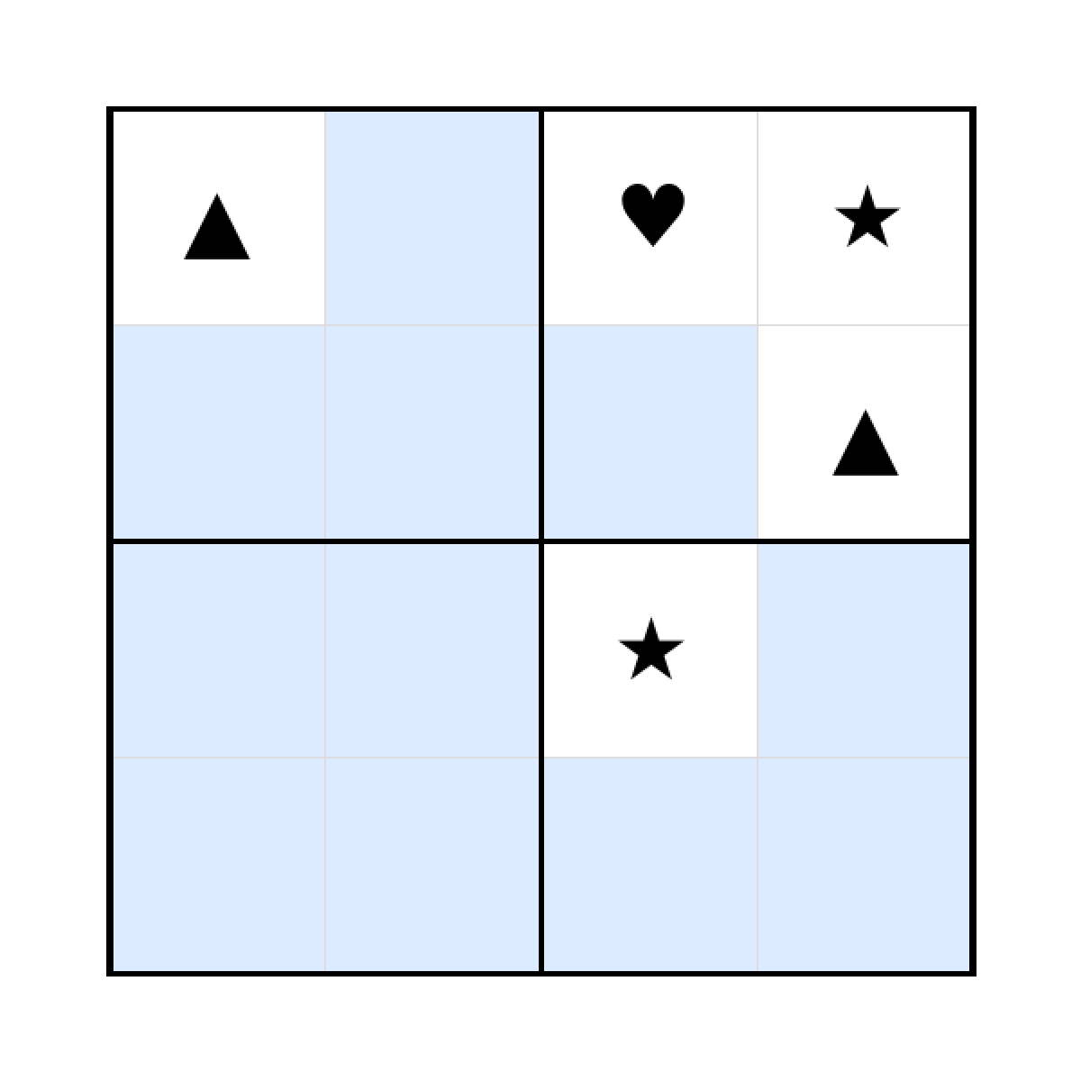 Sudoku-Rätsel Sudoku 4x4 (schwer) für Kindergarten aus der Kategorie Sudoku - kostenlos ausdrucken