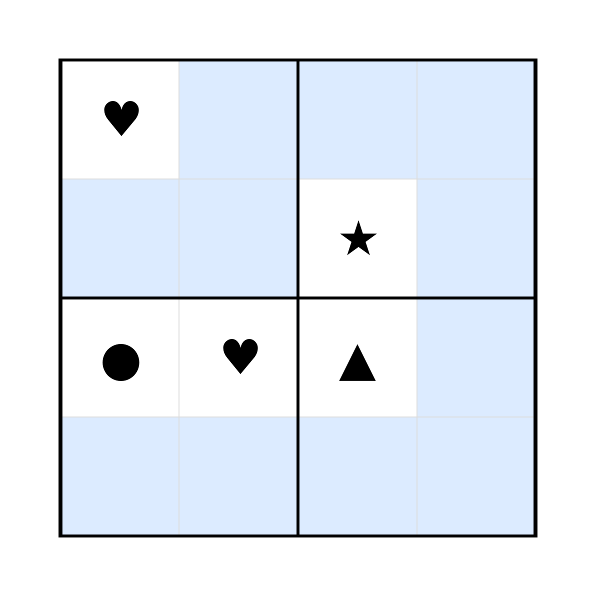 Sudoku-Rätsel Sudoku 4x4 (schwer) für Kindergarten aus der Kategorie Sudoku - kostenlos ausdrucken