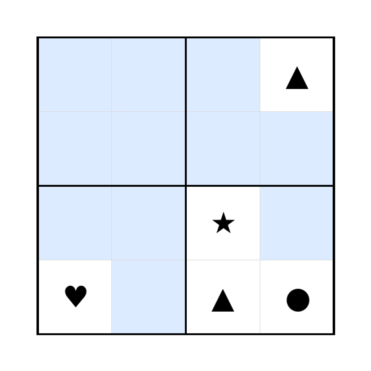 Sudoku-Rätsel Sudoku 4x4 (schwer) für Kindergarten aus der Kategorie Sudoku - kostenlos ausdrucken