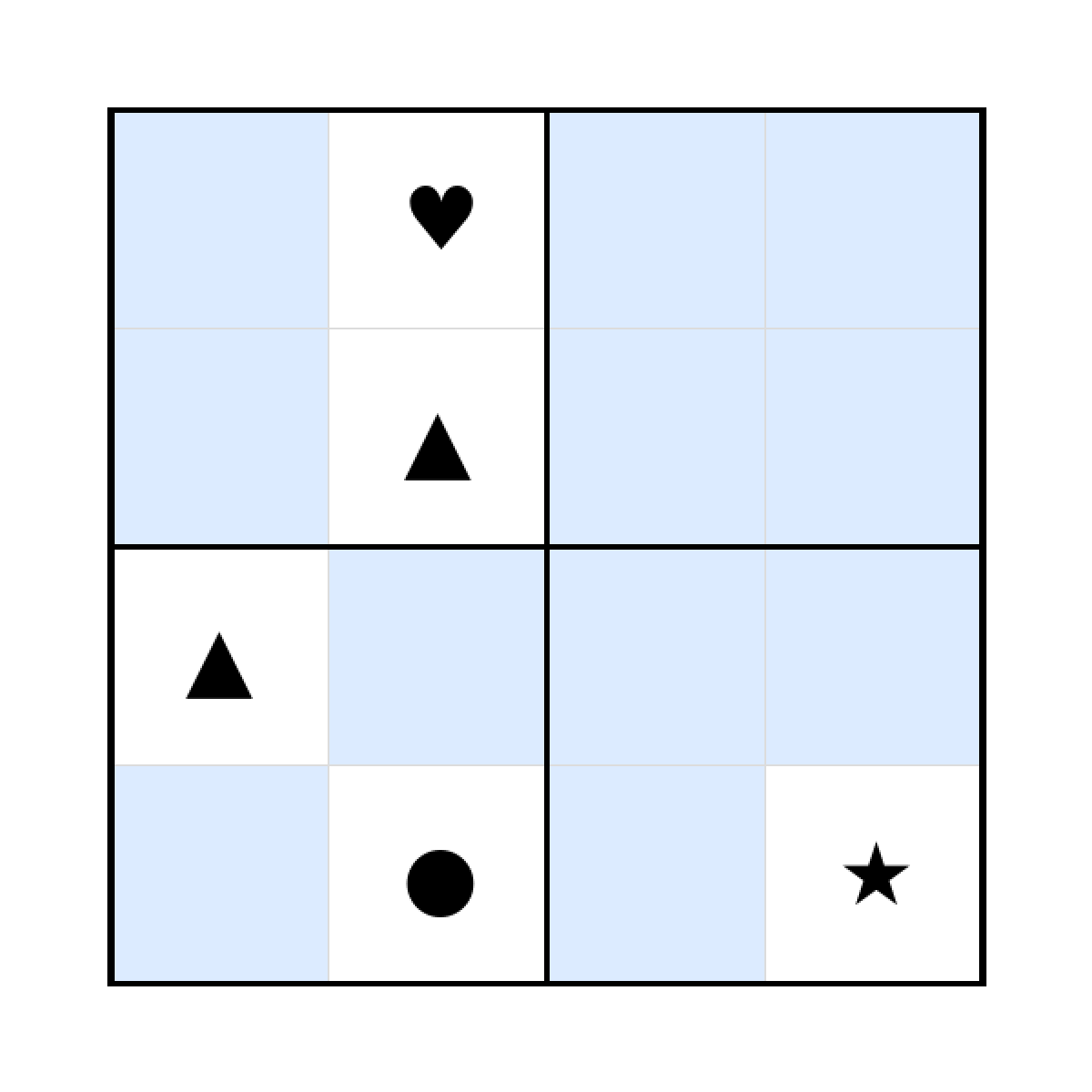 Sudoku-Rätsel Sudoku 4x4 (schwer) für Kindergarten aus der Kategorie Sudoku - kostenlos ausdrucken