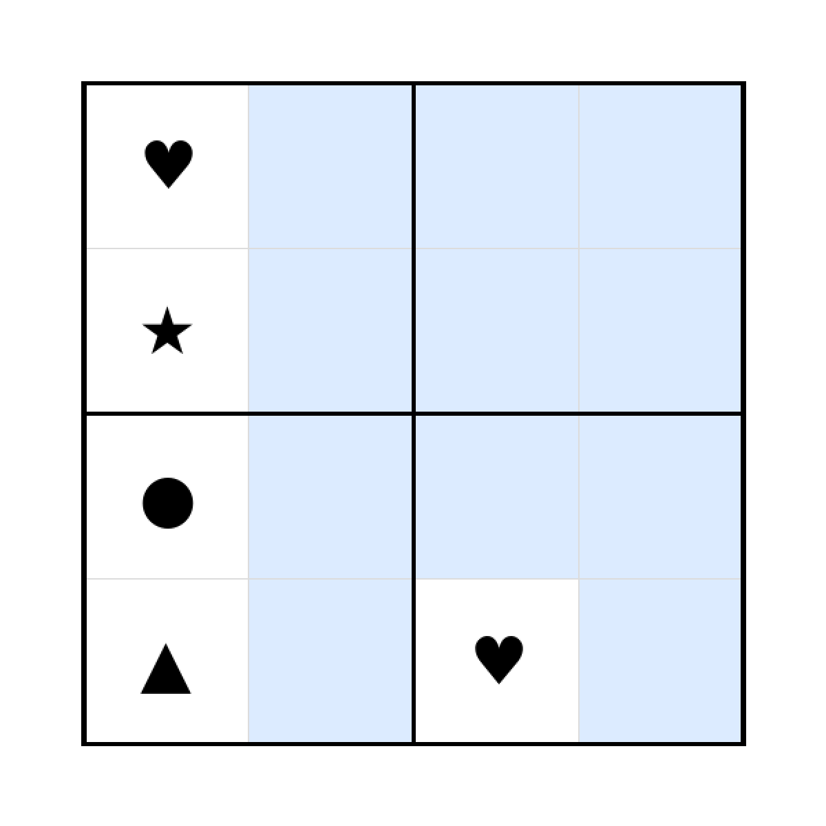 Sudoku-Rätsel Sudoku 4x4 (schwer) für Kindergarten aus der Kategorie Sudoku - kostenlos ausdrucken