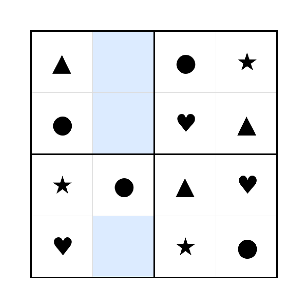 Sudoku-Rätsel Sudoku 4x4 (leicht) für Kindergarten aus der Kategorie Sudoku - kostenlos ausdrucken
