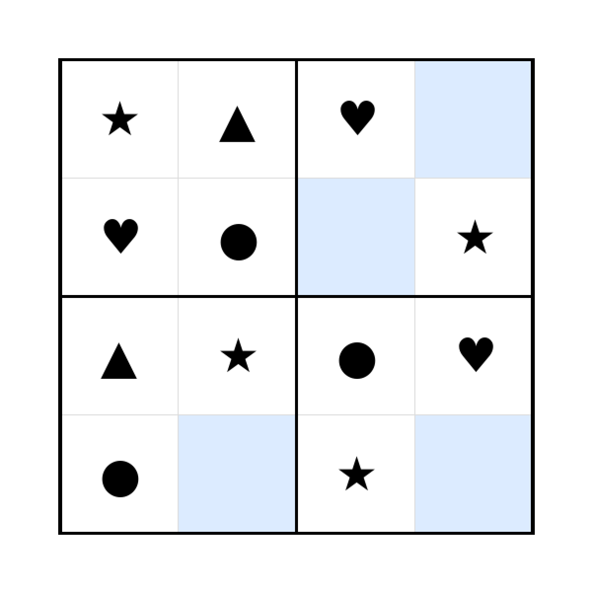 Sudoku-Rätsel Sudoku 4x4 (mittel) für Kindergarten aus der Kategorie Sudoku - kostenlos ausdrucken