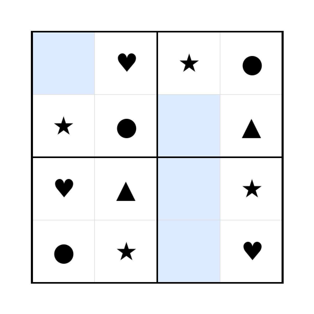 Sudoku-Rätsel Sudoku 4x4 (mittel) für Kindergarten aus der Kategorie Sudoku - kostenlos ausdrucken