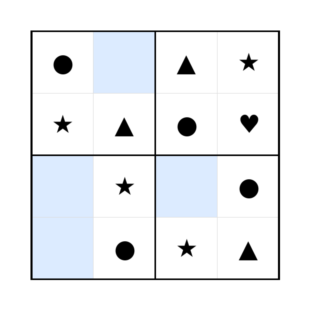 Sudoku-Rätsel Sudoku 4x4 (mittel) für Kindergarten aus der Kategorie Sudoku - kostenlos ausdrucken