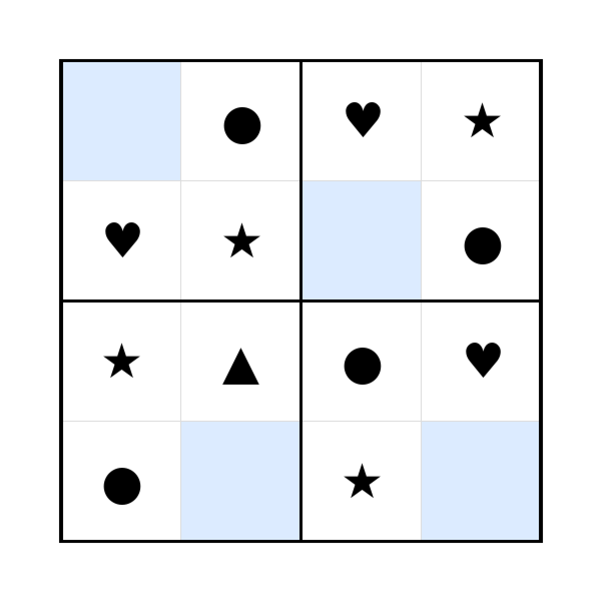 Sudoku-Rätsel Sudoku 4x4 (mittel) für Kindergarten aus der Kategorie Sudoku - kostenlos ausdrucken