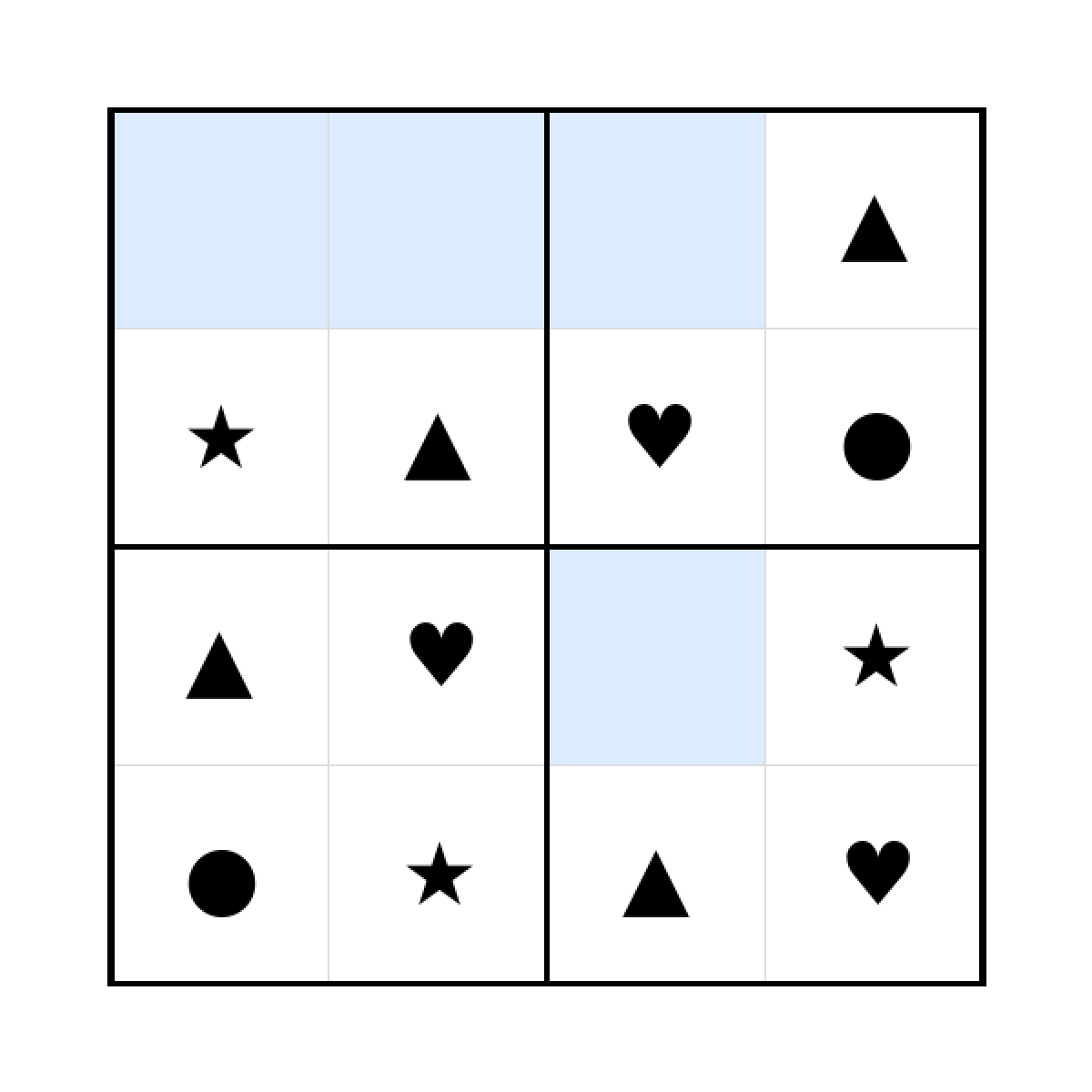 Sudoku-Rätsel Sudoku 4x4 (mittel) für Kindergarten aus der Kategorie Sudoku - kostenlos ausdrucken