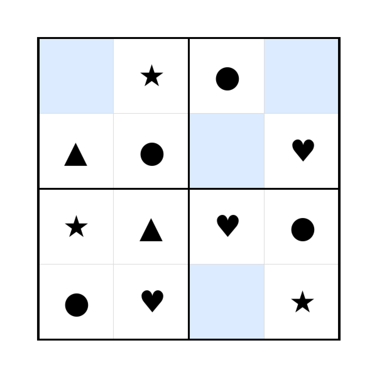 Sudoku-Rätsel Sudoku 4x4 (mittel) für Kindergarten aus der Kategorie Sudoku - kostenlos ausdrucken