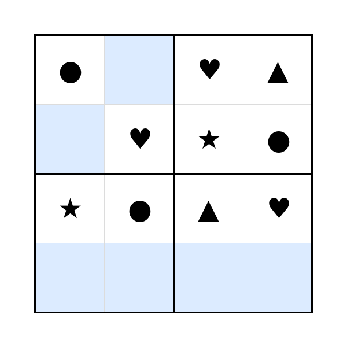 Sudoku-Rätsel Sudoku 4x4 (schwer) für Kindergarten aus der Kategorie Sudoku - kostenlos ausdrucken