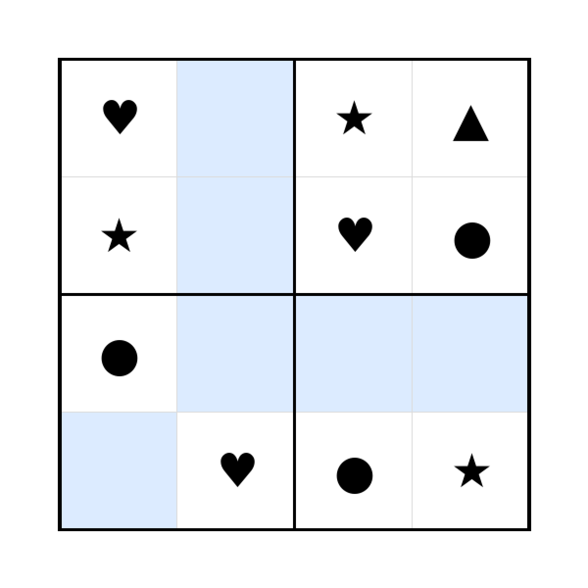 Sudoku-Rätsel Sudoku 4x4 (schwer) für Kindergarten aus der Kategorie Sudoku - kostenlos ausdrucken