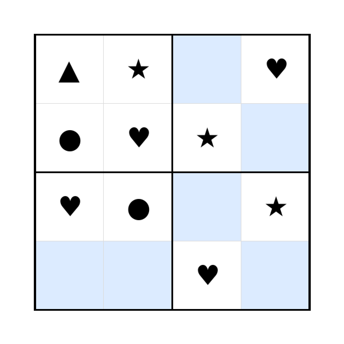 Sudoku-Rätsel Sudoku 4x4 (schwer) für Kindergarten aus der Kategorie Sudoku - kostenlos ausdrucken