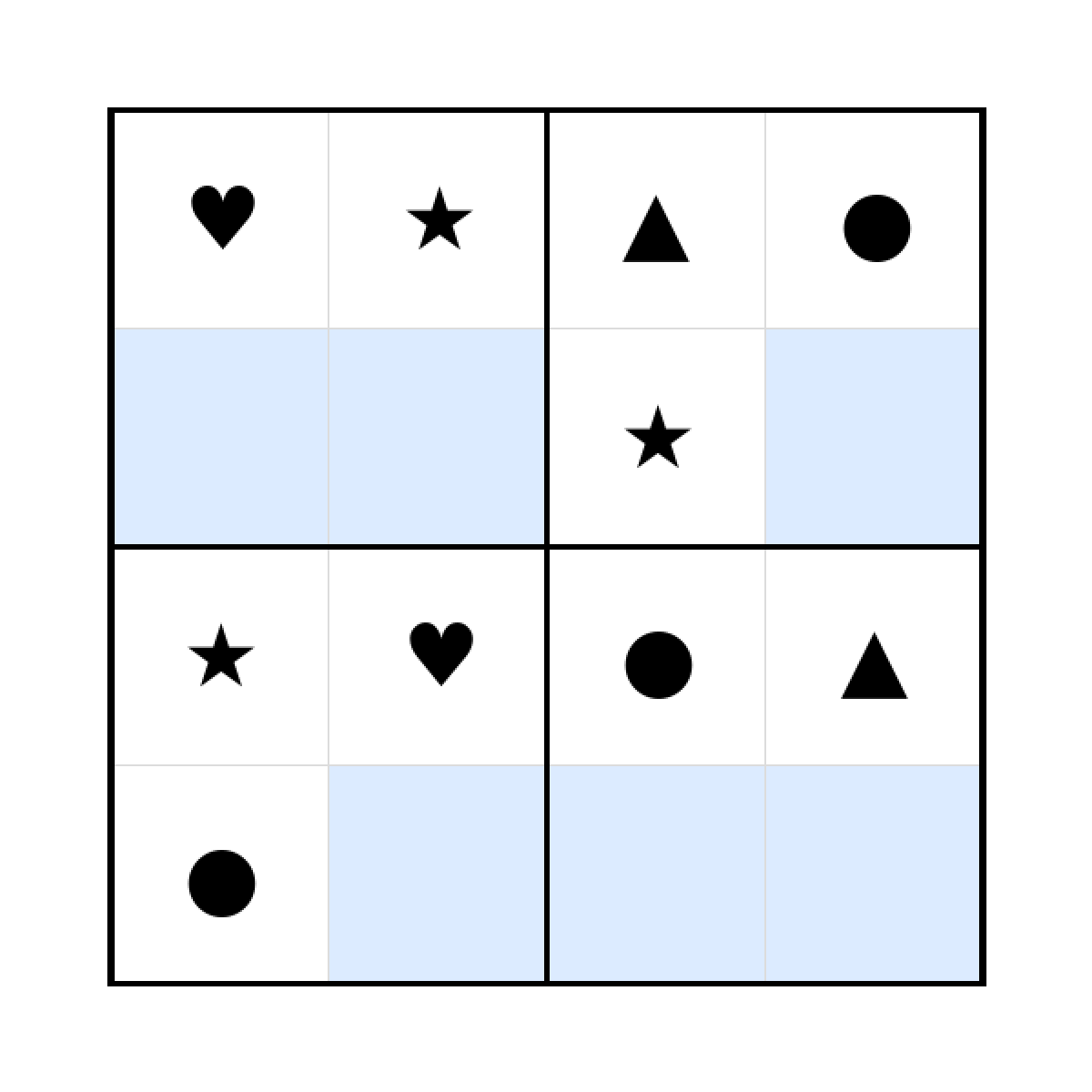 Sudoku-Rätsel Sudoku 4x4 (schwer) für Kindergarten aus der Kategorie Sudoku - kostenlos ausdrucken