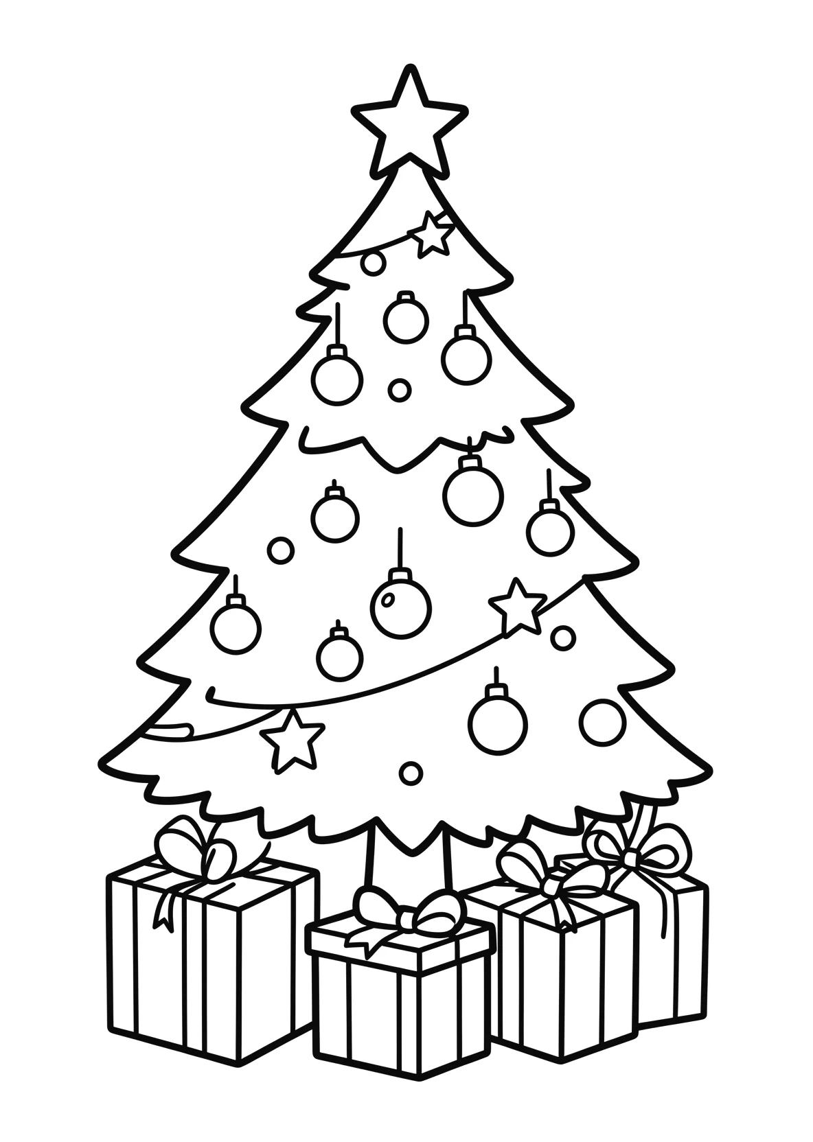 Ausmalbild Weihnachtsbaum mit Kugeln - Ausmalbild aus der Kategorie Feiertage - kostenlos ausdrucken