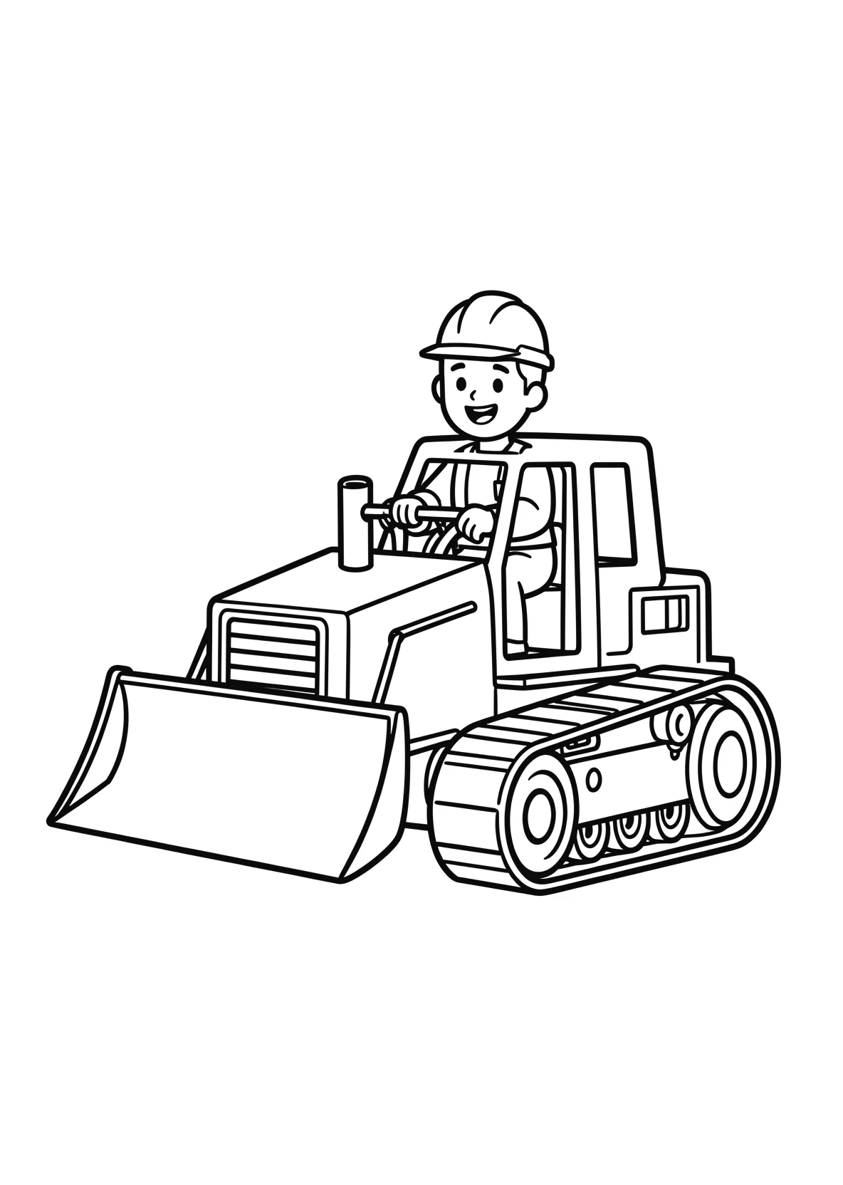 Ausmalbild Bauarbeiter fährt einen Bulldozer - Ausmalbild aus der Kategorie Fahrzeuge - kostenlos ausdrucken