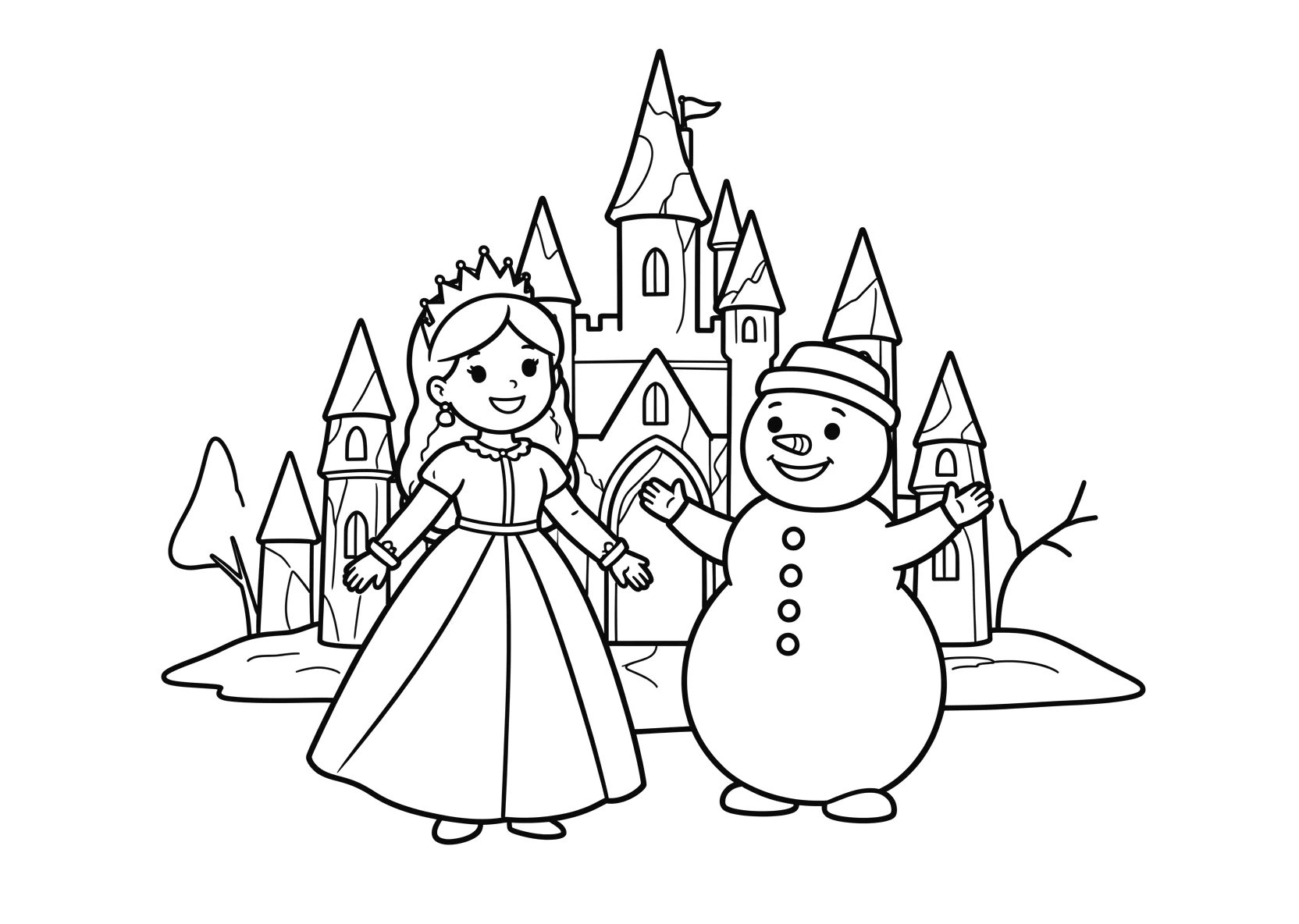 Ausmalbild Eisprinzessin - Ausmalbild aus der Kategorie Maerchen - kostenlos ausdrucken