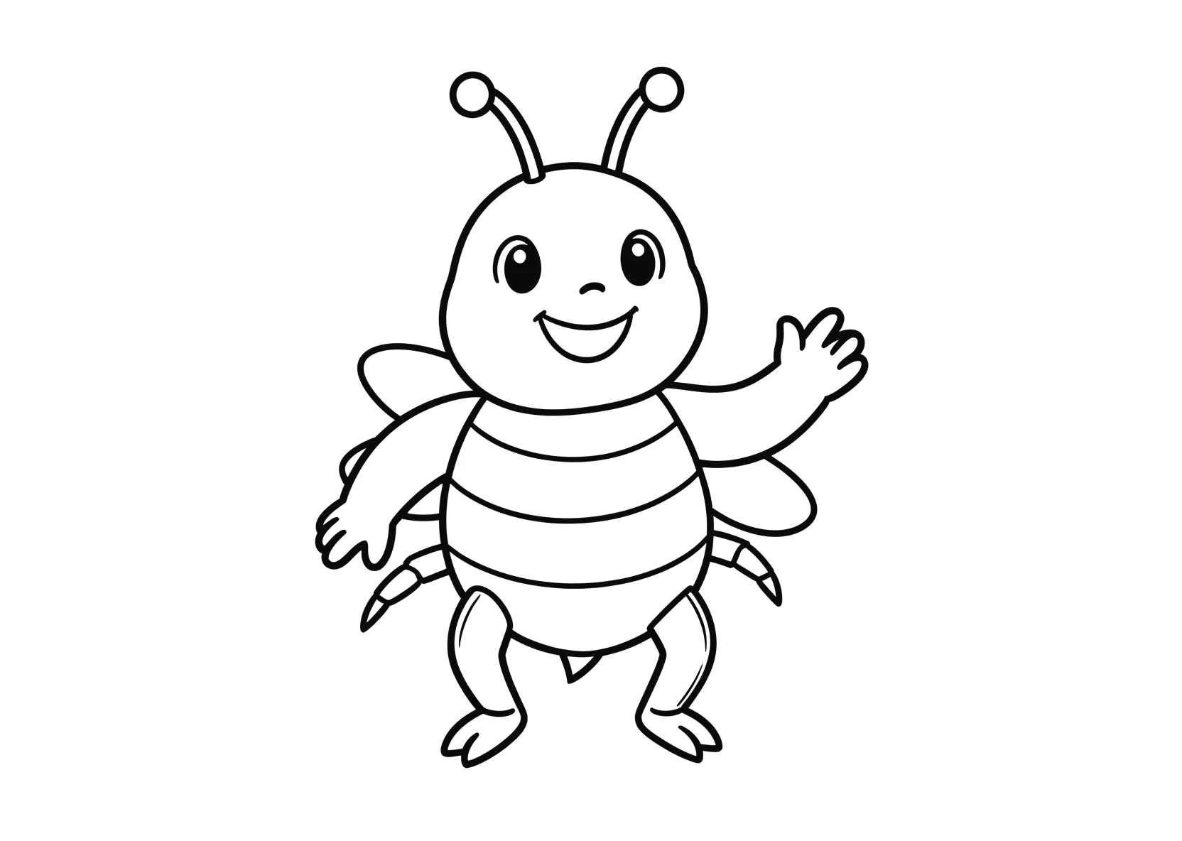 Ausmalbild Biene - einfaches Ausmalbild für Kinder aus der Kategorie Tiere - kostenlos ausdrucken