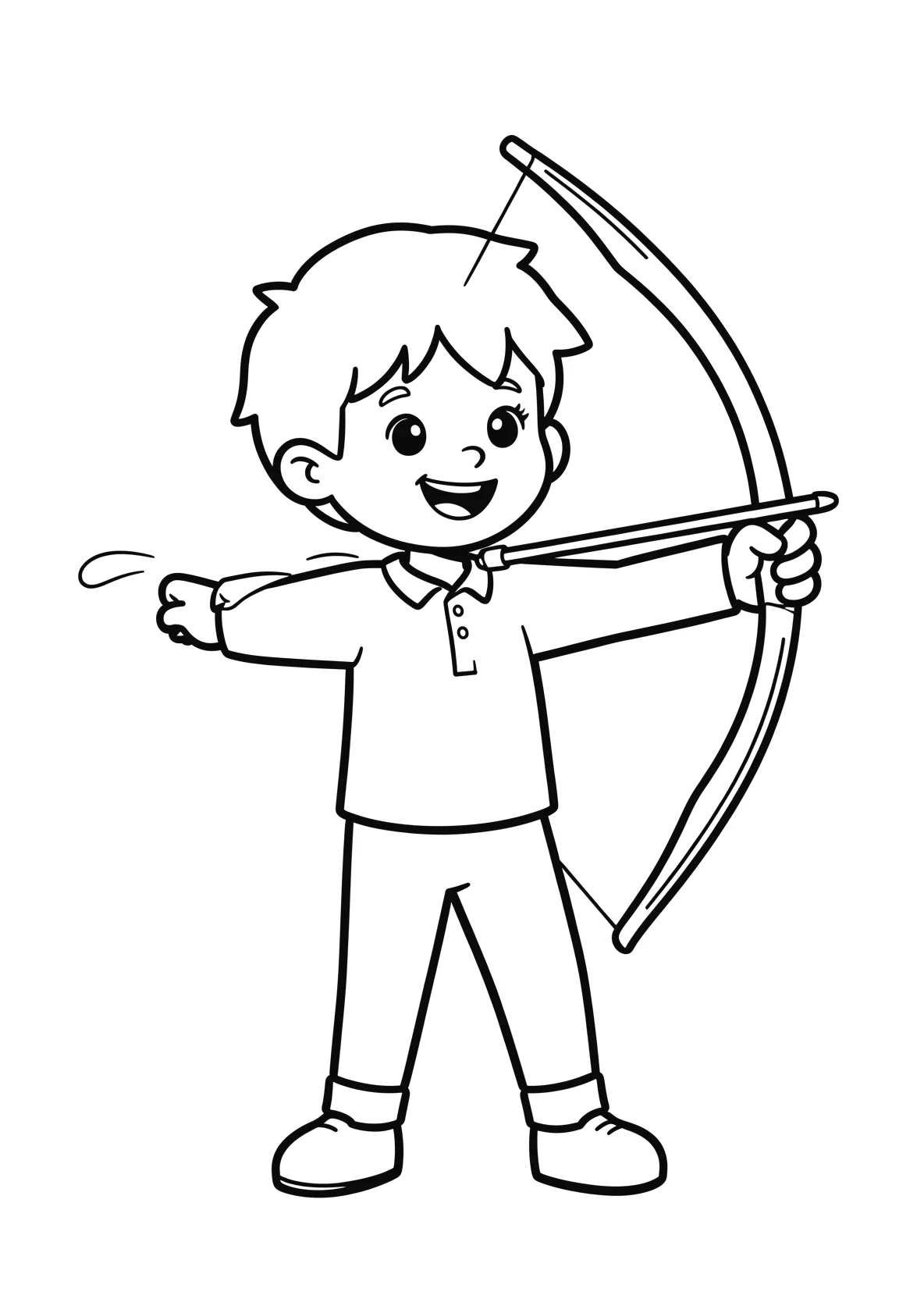 Ausmalbild Bogenschießen - einfaches Ausmalbild für Kinder aus der Kategorie Sport - kostenlos ausdrucken