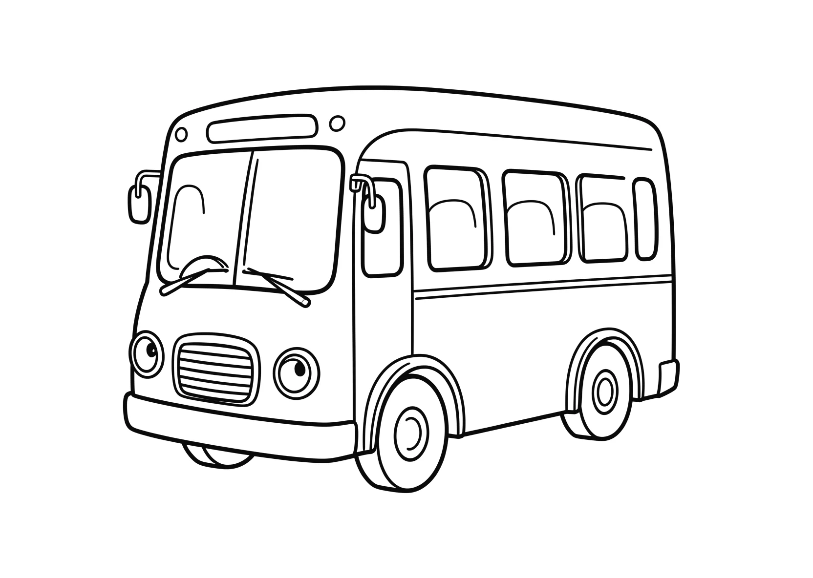 Ausmalbild Bus - einfaches Ausmalbild für Kinder aus der Kategorie Fahrzeuge - kostenlos ausdrucken