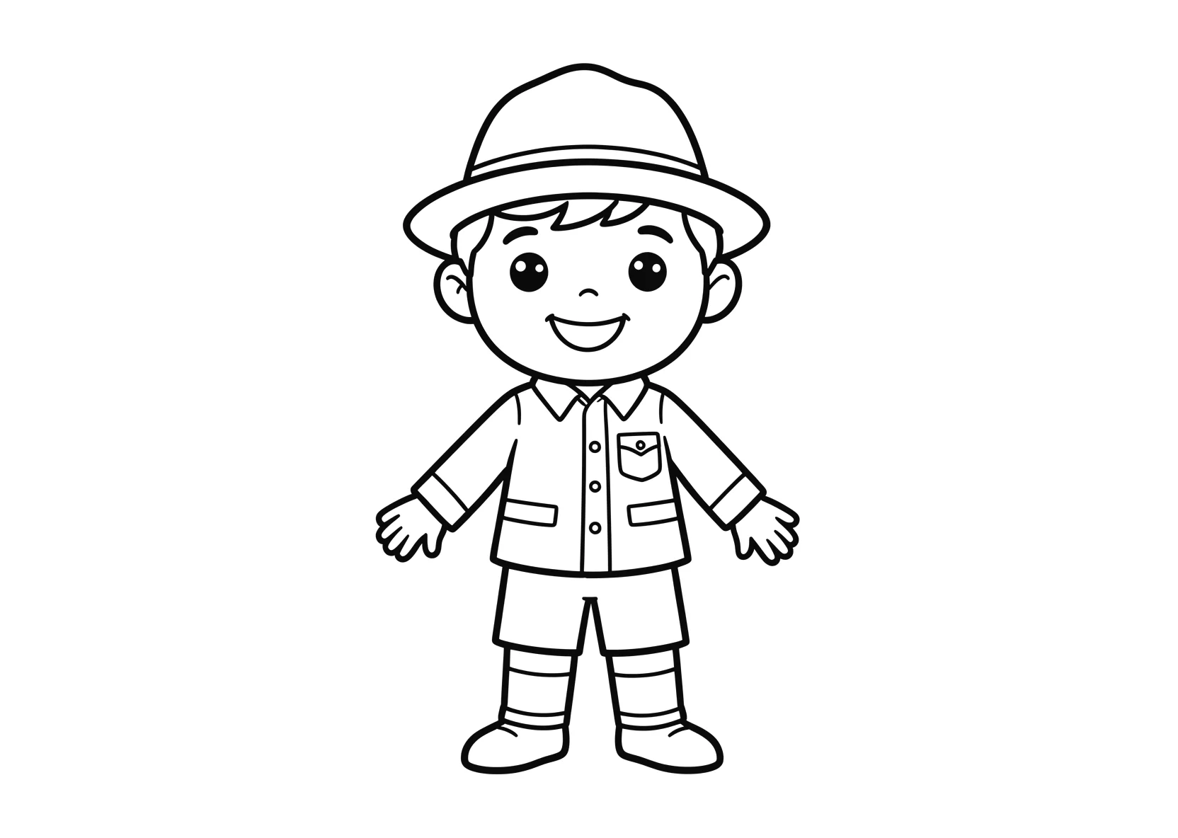 Ausmalbild Detektiv - einfaches Ausmalbild für Kinder aus der Kategorie Berufe - kostenlos ausdrucken