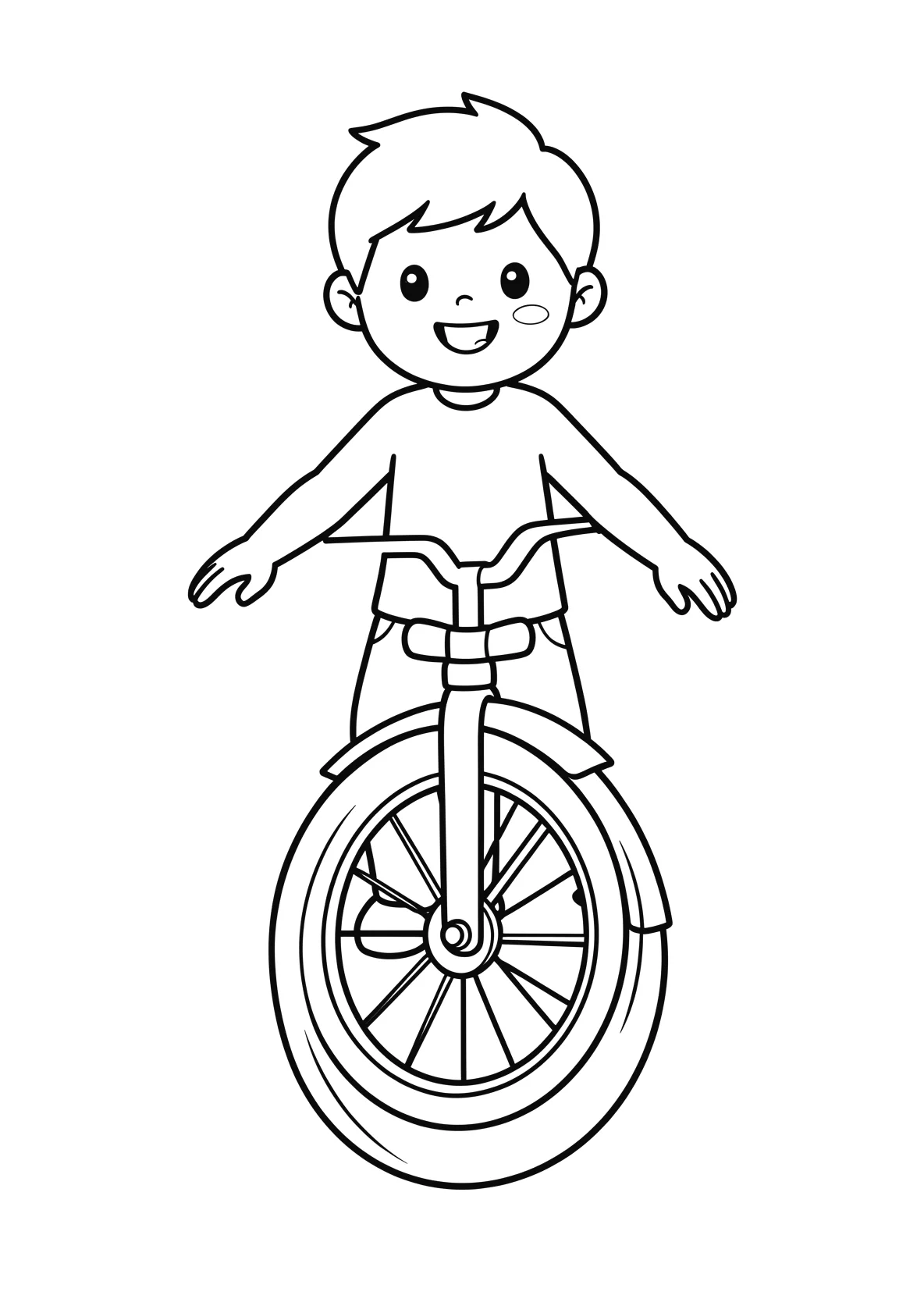 Ausmalbild Einrad - einfaches Ausmalbild für Kinder aus der Kategorie Fahrzeuge - kostenlos ausdrucken