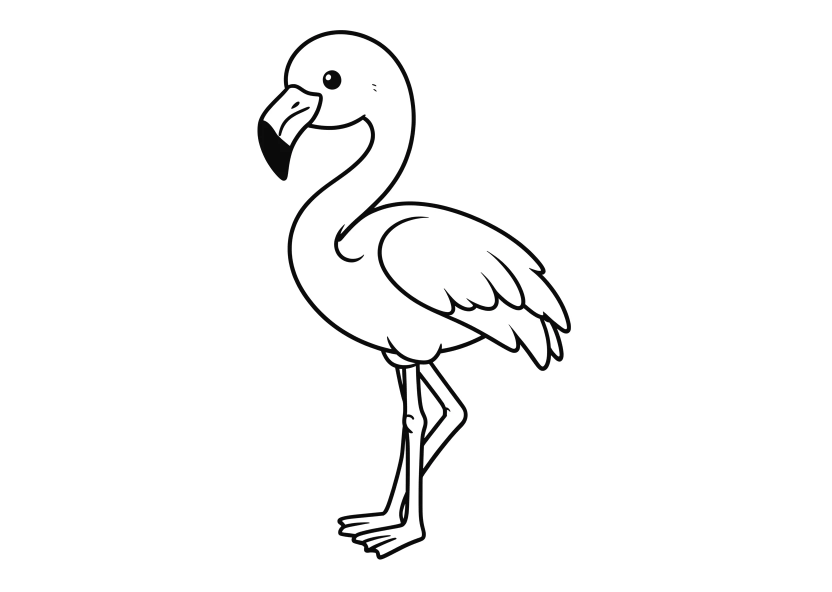 Ausmalbild Flamingo - einfaches Ausmalbild für Kinder aus der Kategorie Tiere - kostenlos ausdrucken