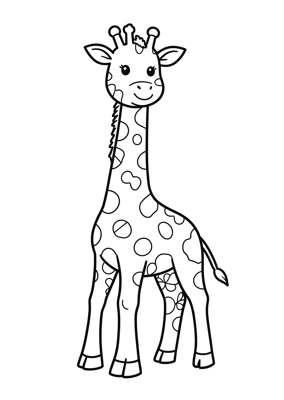 Ausmalbild Giraffe - einfaches Ausmalbild für Kinder aus der Kategorie Tiere - kostenlos ausdrucken