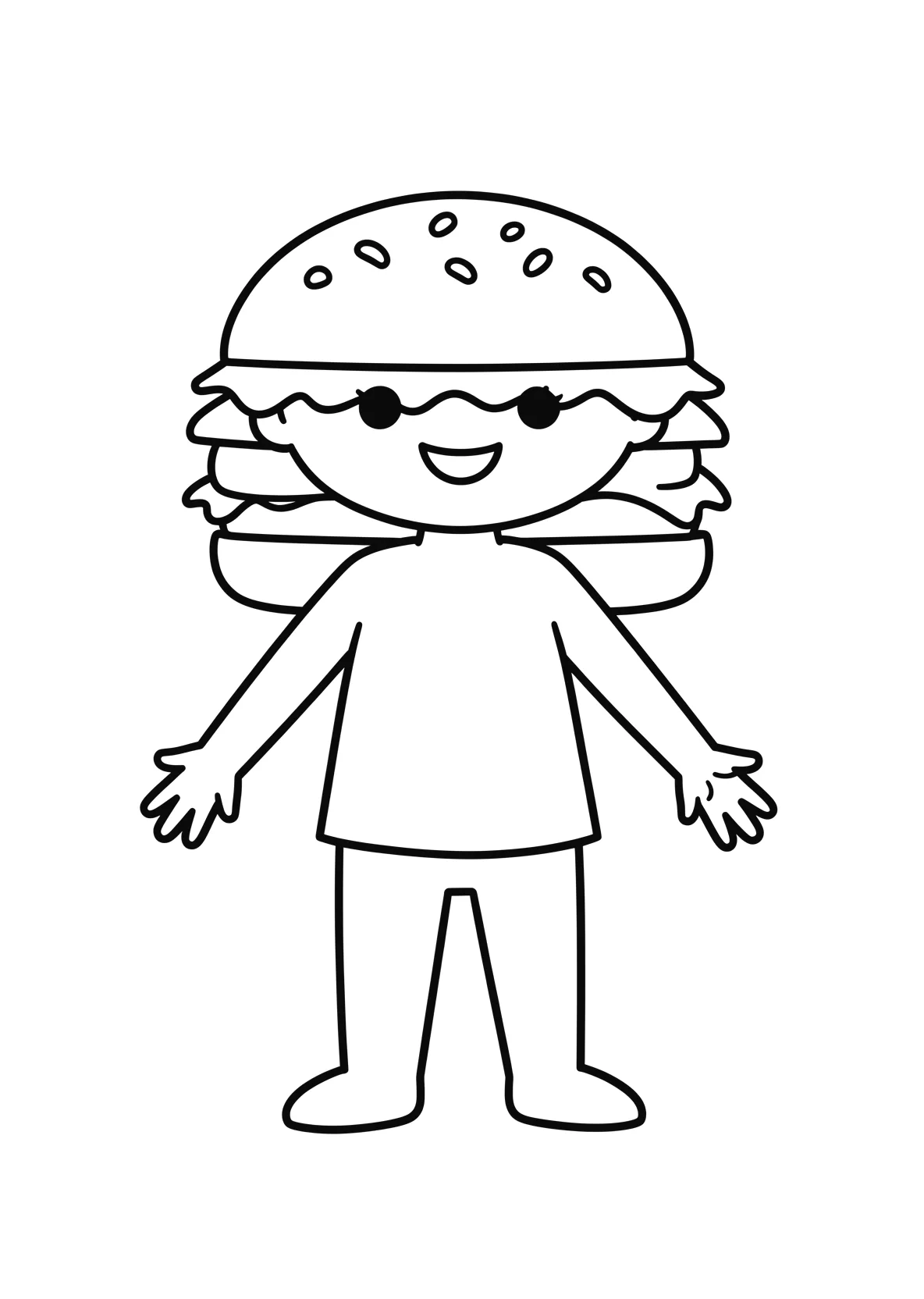 Ausmalbild Hamburger - einfaches Ausmalbild für Kinder aus der Kategorie Essen - kostenlos ausdrucken