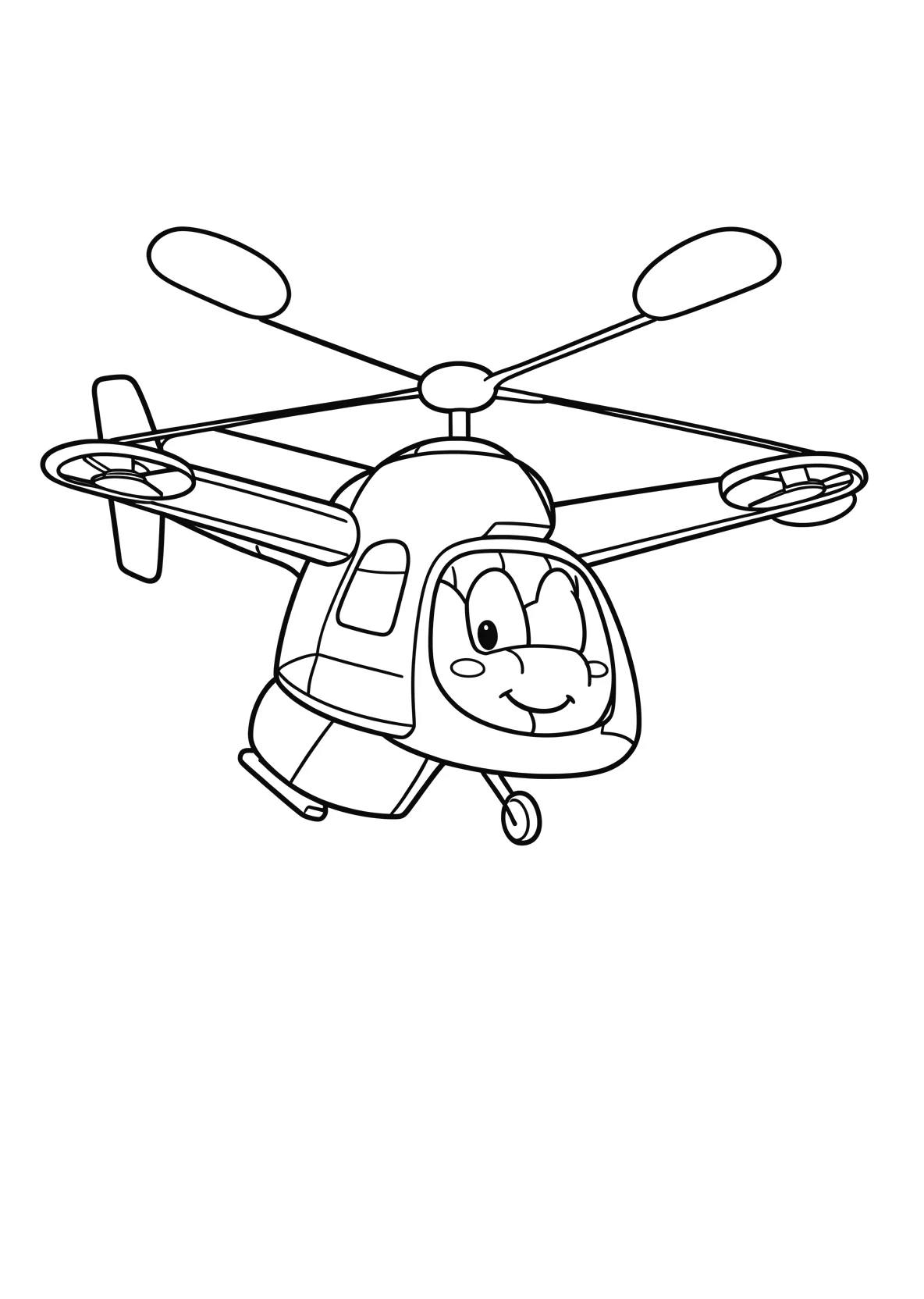 Ausmalbild Hubschrauber - einfaches Ausmalbild für Kinder aus der Kategorie Fahrzeuge - kostenlos ausdrucken