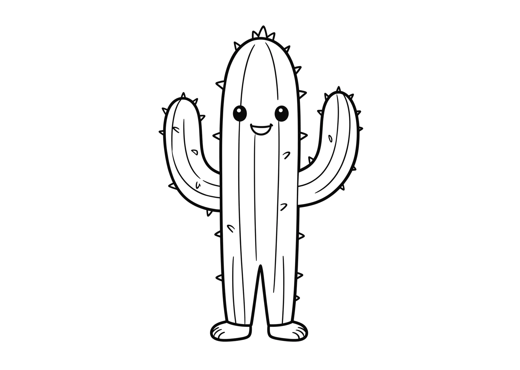 Ausmalbild Kaktus - einfaches Ausmalbild für Kinder aus der Kategorie Natur - kostenlos ausdrucken