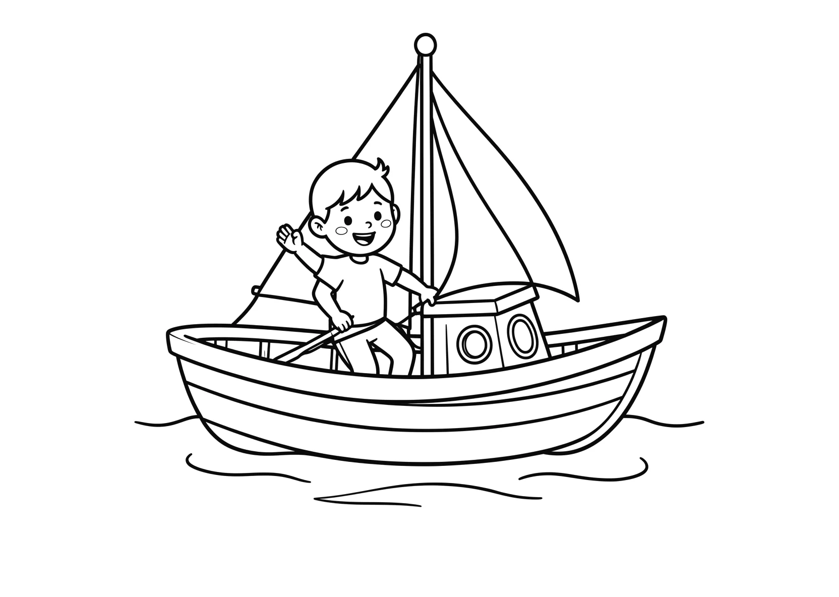 Ausmalbild Kanu - einfaches Ausmalbild für Kinder aus der Kategorie Fahrzeuge - kostenlos ausdrucken