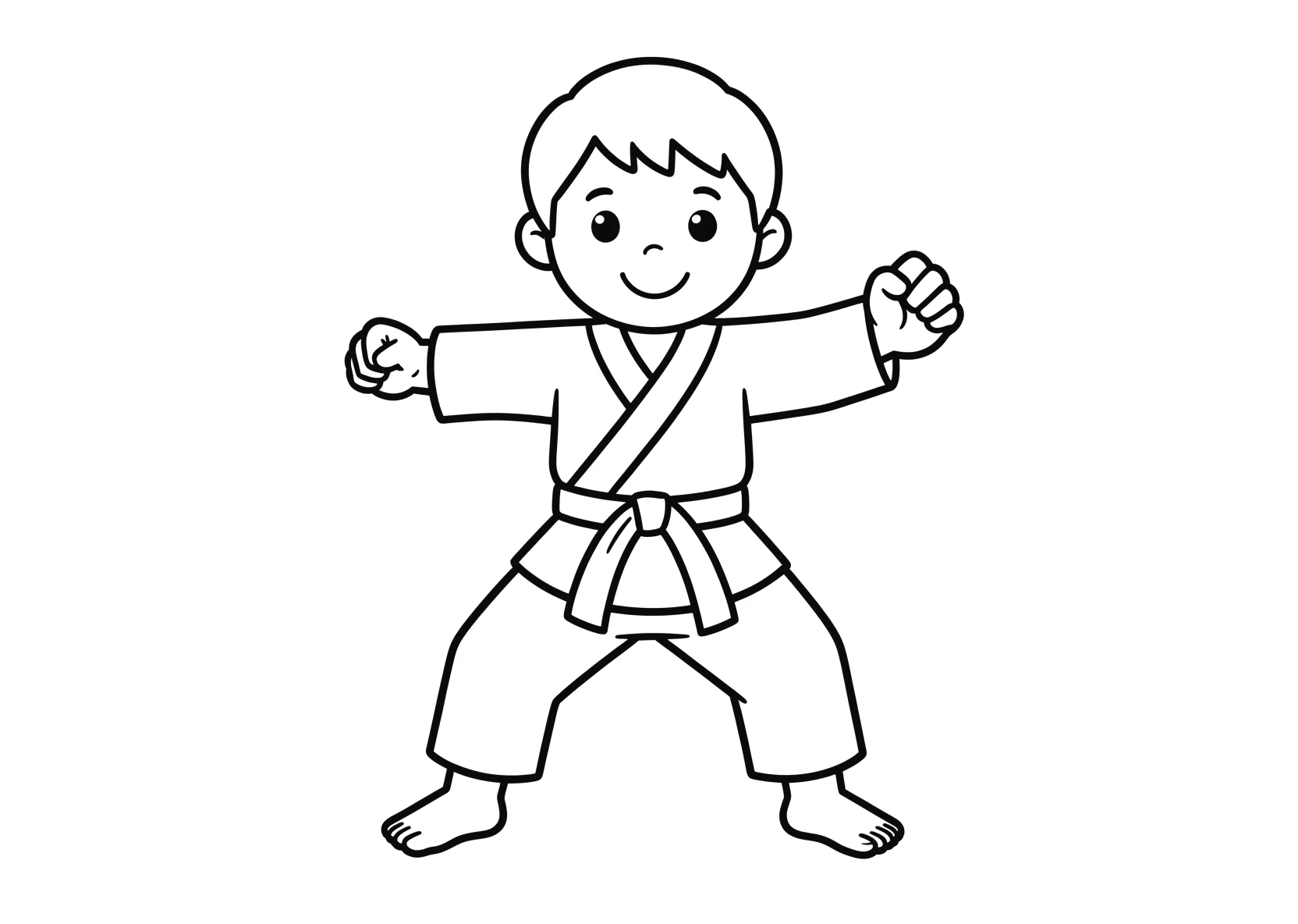 Ausmalbild Karate - einfaches Ausmalbild für Kinder aus der Kategorie Sport - kostenlos ausdrucken